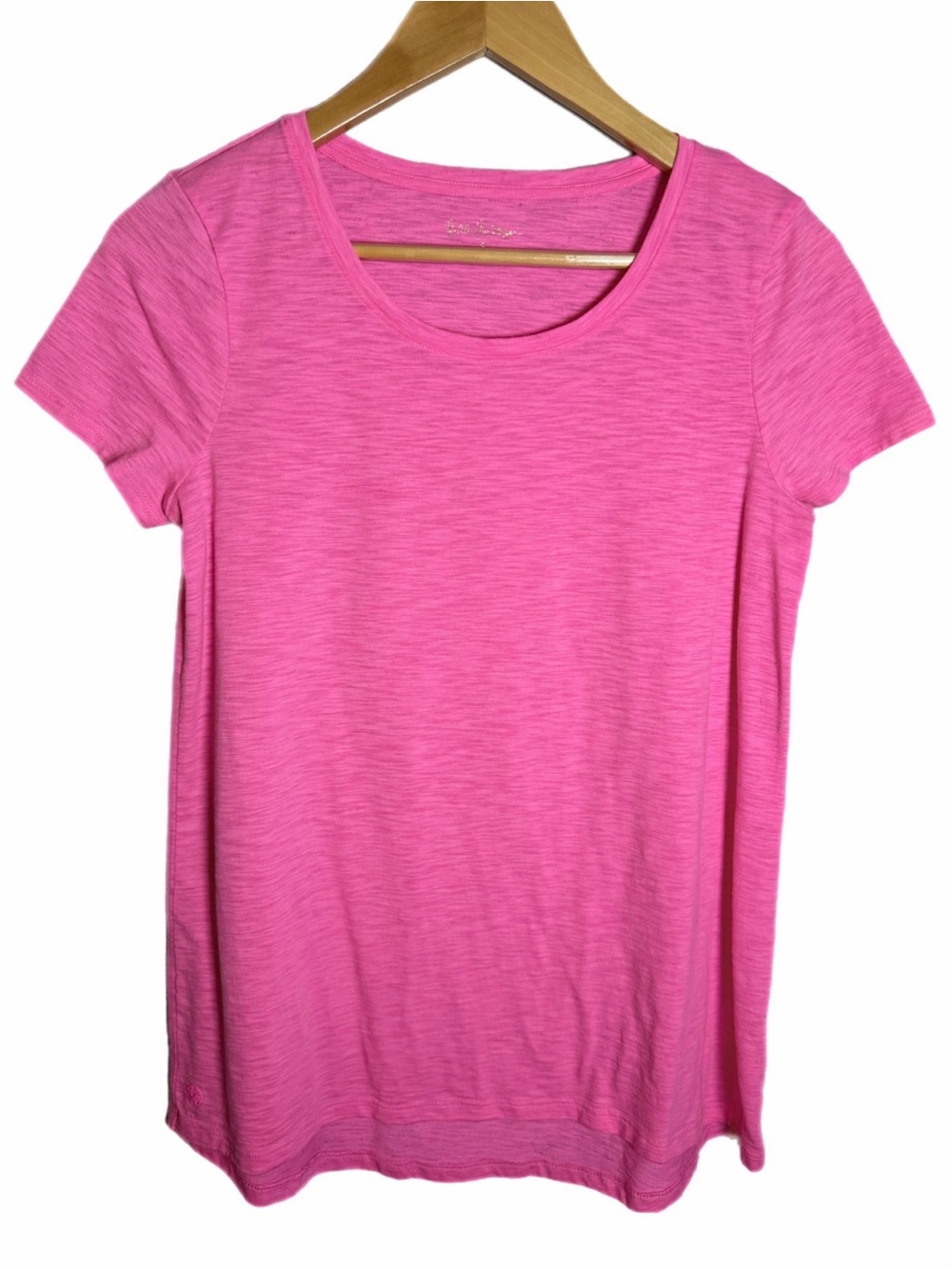 Lilly Pulitzer Etta Scoop Neck Tee Top Aura Pink Size Small